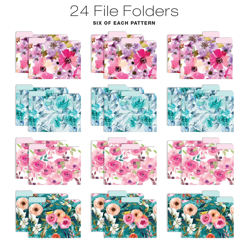 Deluxe Hanging File Folder Kit with Metal Hanging Basket, 12 Hanging Folders, 24 File Folders, Letter Size D1519