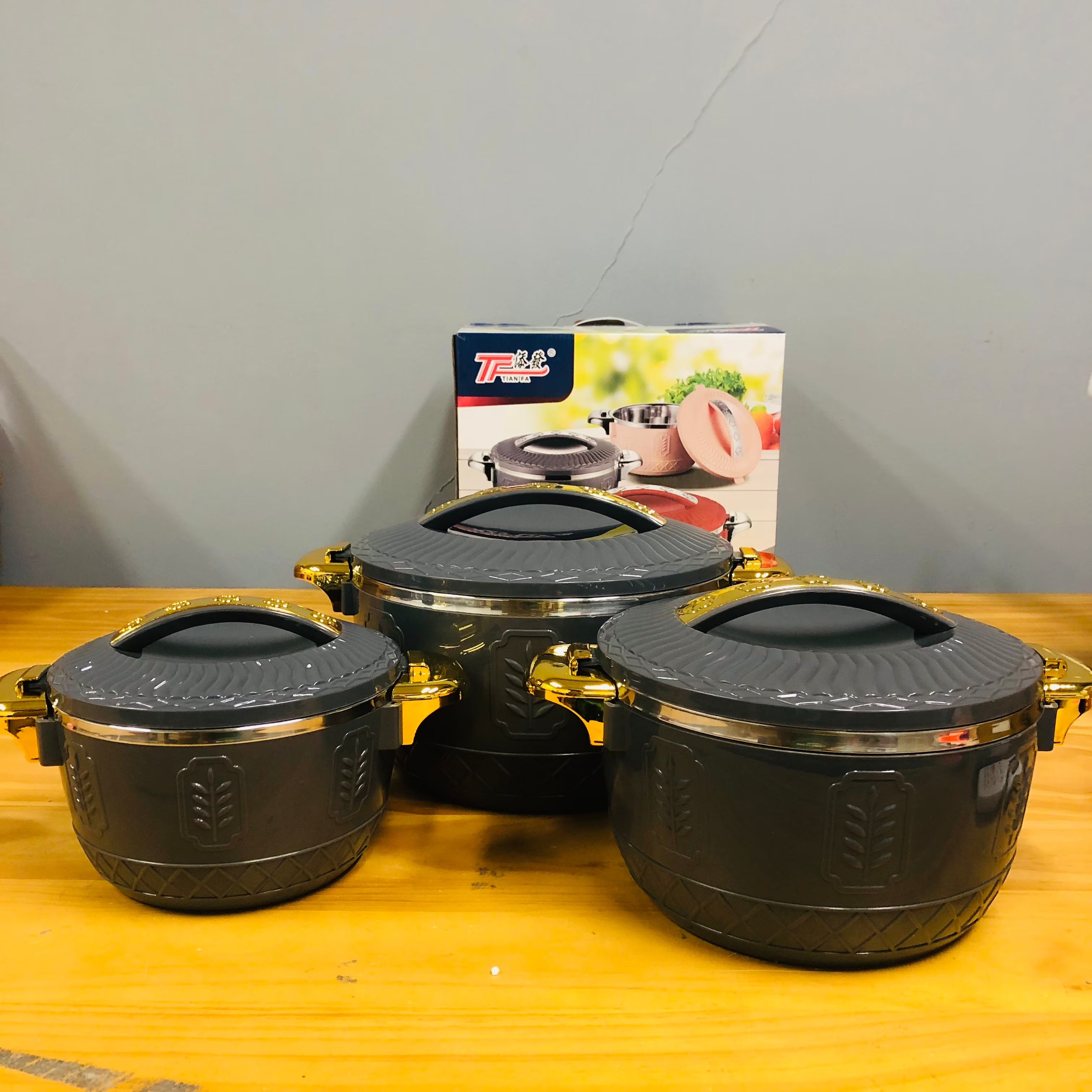 3-Piece Insulated Food Warmer Lunch Box Set Black H287