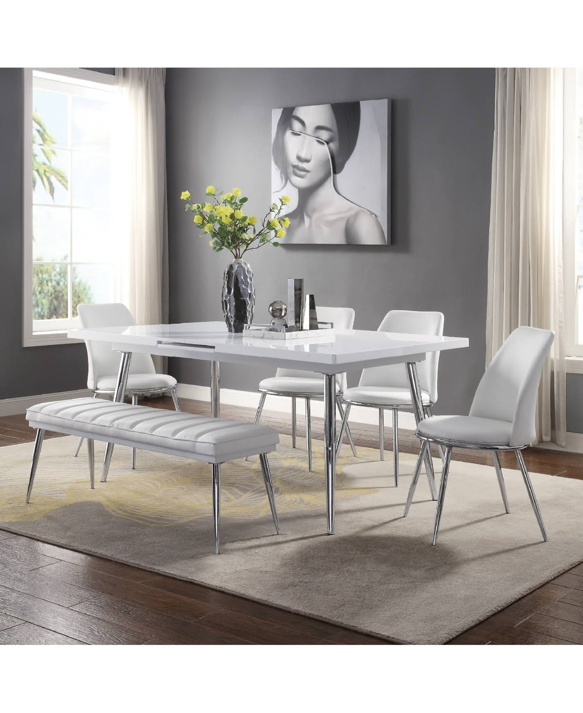 White PU Chrome Bench I688