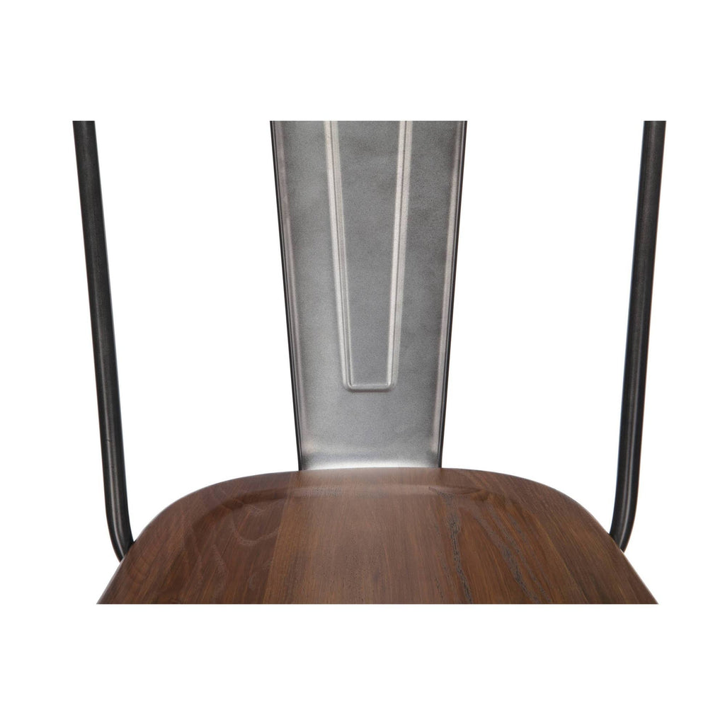 Industrial Modern 4 Pack 26x22 High Back Metal Bar Stools with Solid Ash Wood Seats M101