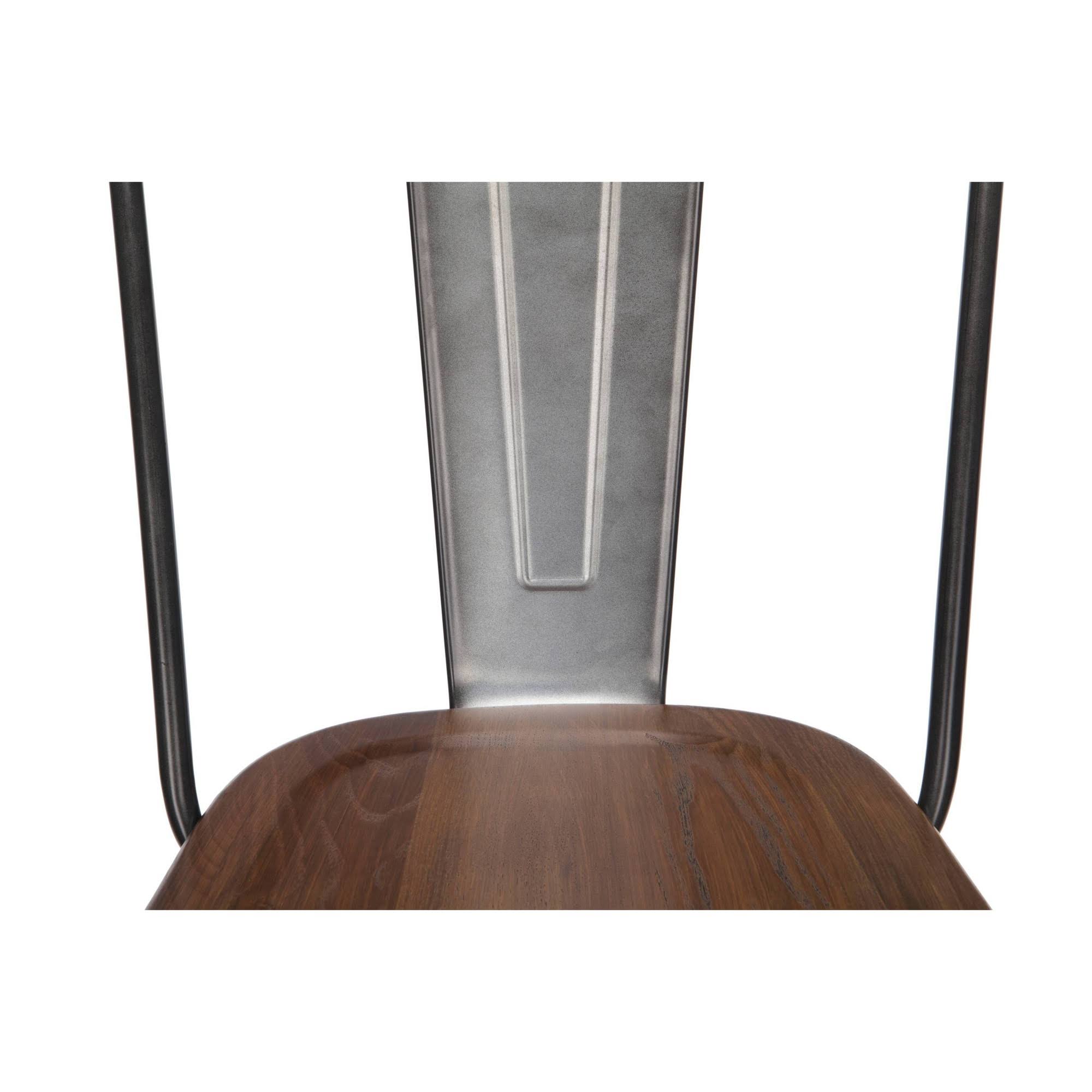 Industrial Modern 4 Pack 26x22 High Back Metal Bar Stools with Solid Ash Wood Seats M101