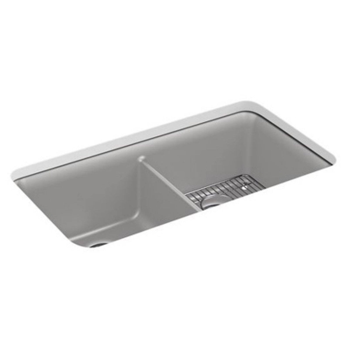 Matte Grey Undermount Double-Equal Kitchen Sink with Rack A814977