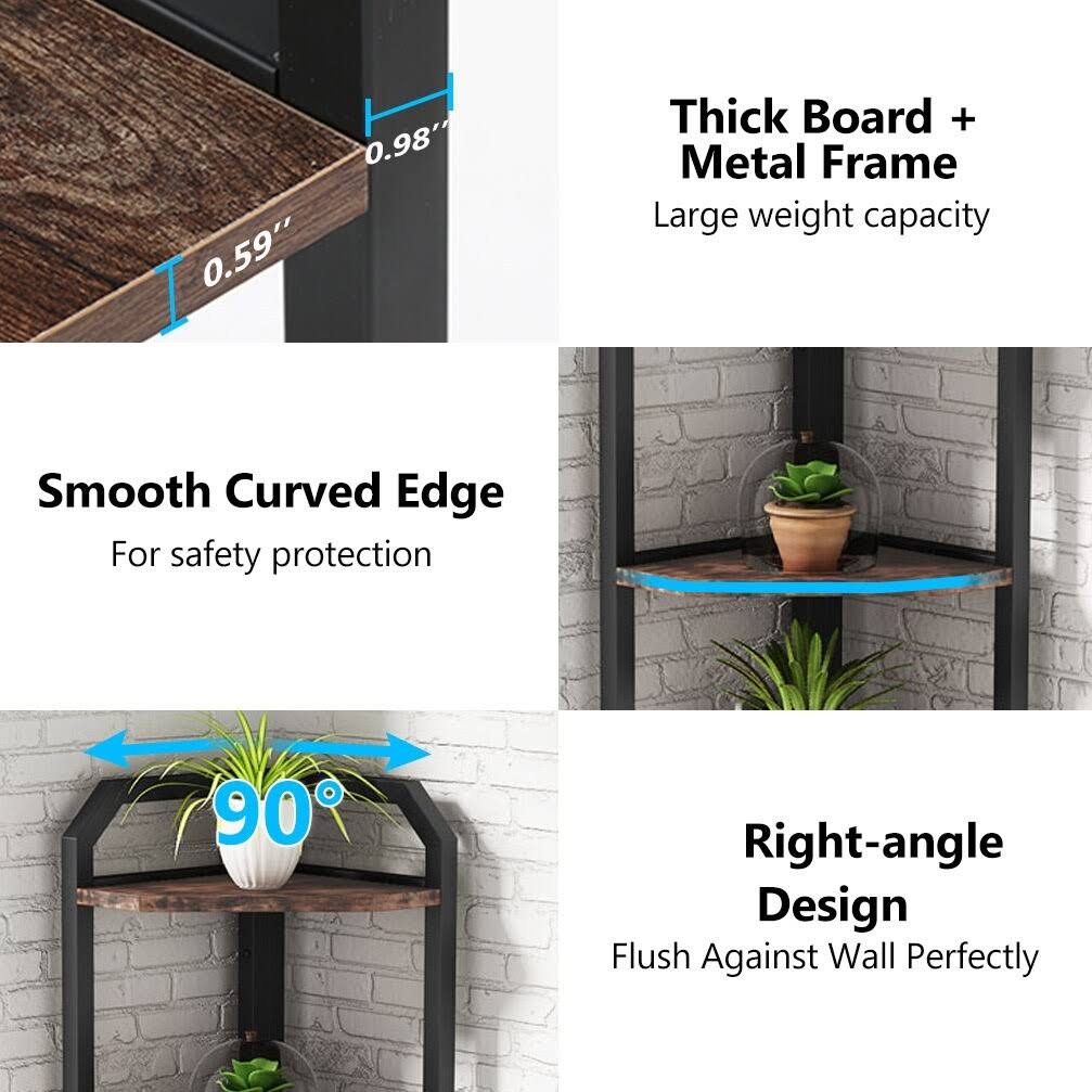 Brown 5 Tier Corner Bookshelf H56355