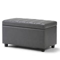 Faux Leather Storage Ottoman Stone Gray Y1544