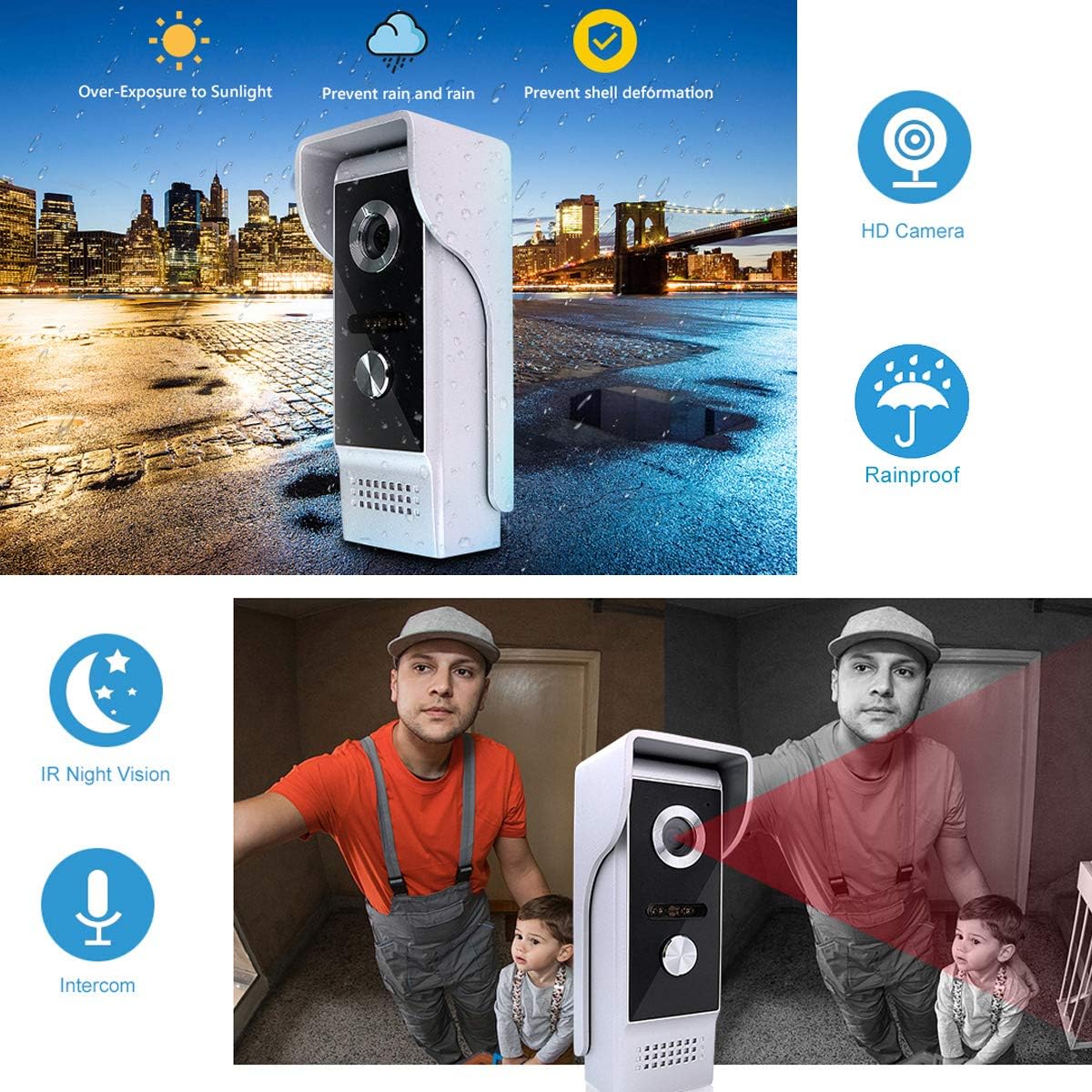 9 Inches Monitor Video Doorbell Intercom System with HD Camera Q147962