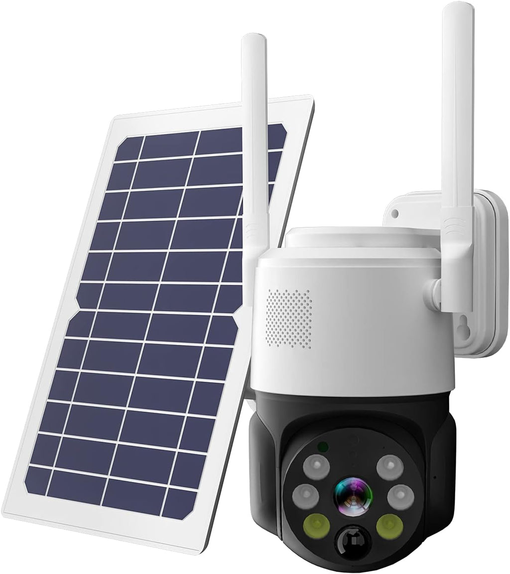 Solar Security Camera Outdoor Wireless Pan Tilt Battery Powered Auto Tracking 1080P WiFi PTZ Camera Home Surveillance PIR Motion Detection Two-Way Audio Color Night Vision SD/Cloud Storage F625076