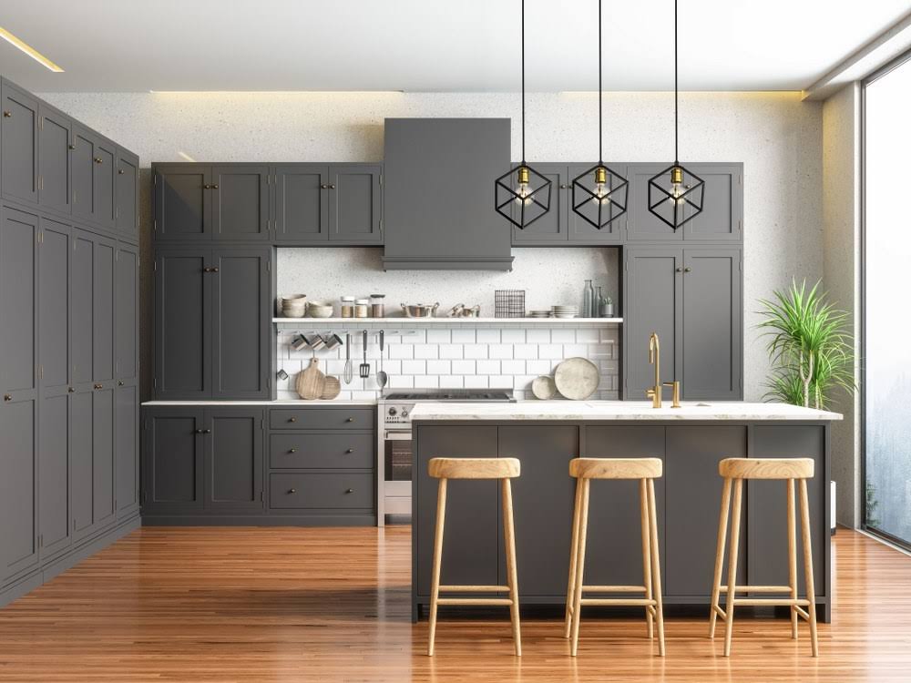 Vertical 3 Light Island in Matte Black + Brushed Nickel J433216