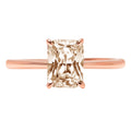1.75ct Radiant Cut Brown Champagne Simulated Diamond 18k Pink Rose Gold Ring Size 3.5 H2594