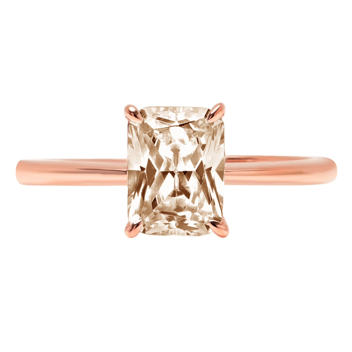 1.75ct Radiant Cut Brown Champagne Simulated Diamond 18k Pink Rose Gold Ring Size 3.5 H2594