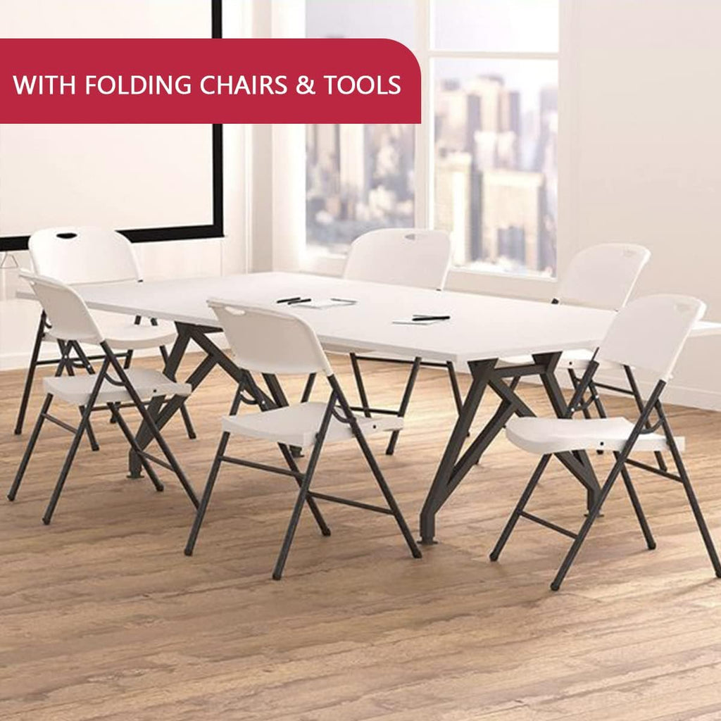 6 ft Plastic Folding Table with Carrying Handle O787