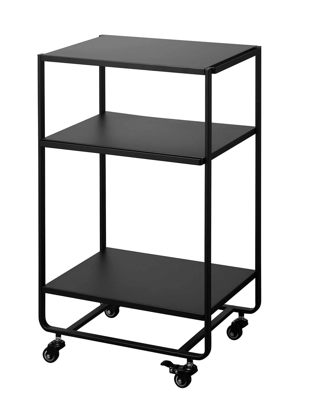 Black Steel Three-Tier Rolling Server Cart D162202