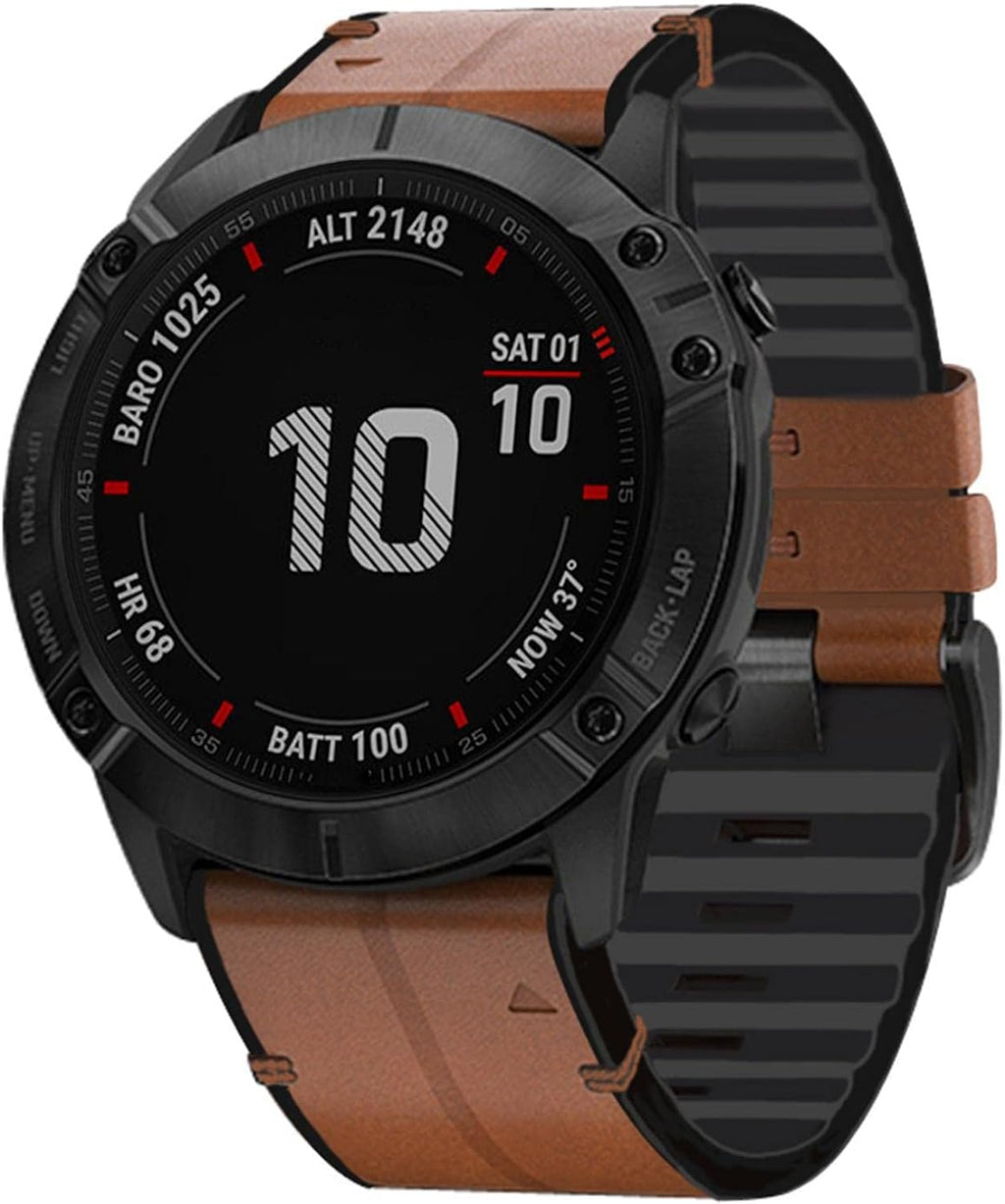 26mm Genuine Leather Hybrid Silicone Watch Band S99870