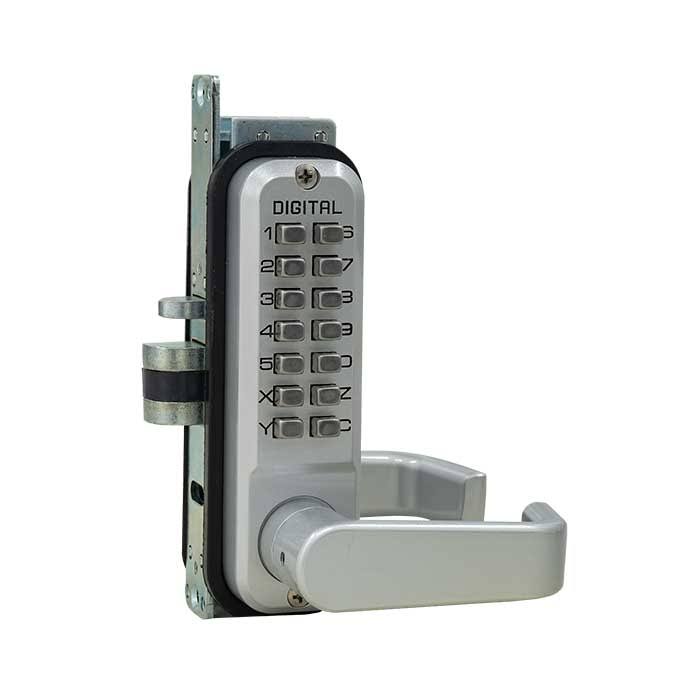 Mechanical Keyless Narrow Stile Lever Handle Lock with Passage Function and Double Sided Combination V9681