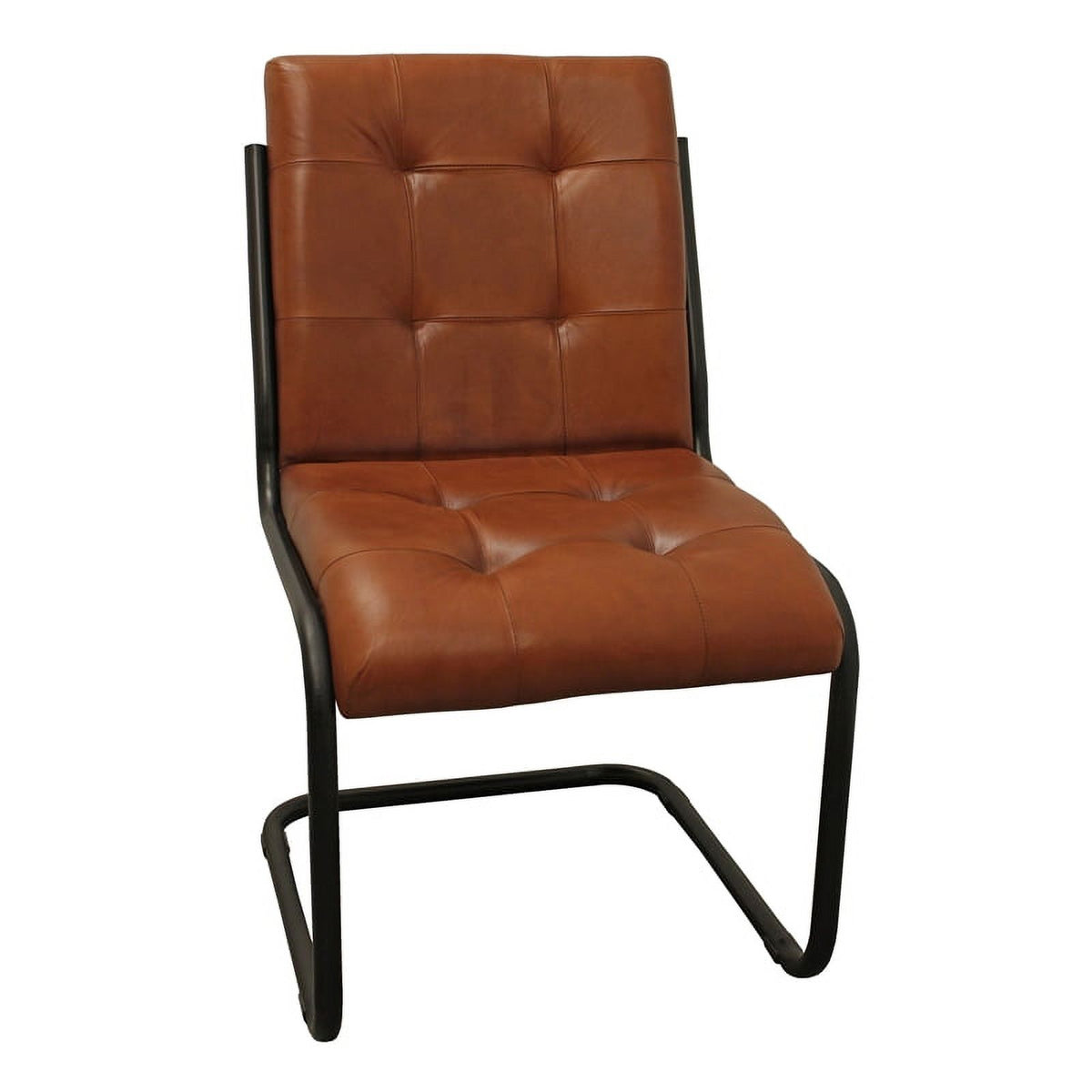Leather Upholstered Side Chair with Cast Iron Frame in Mahogany M934836