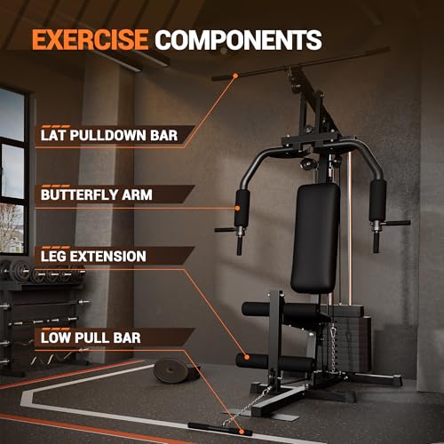 150LBS Weight Stack Home Gym Station with Pulley System Y36240