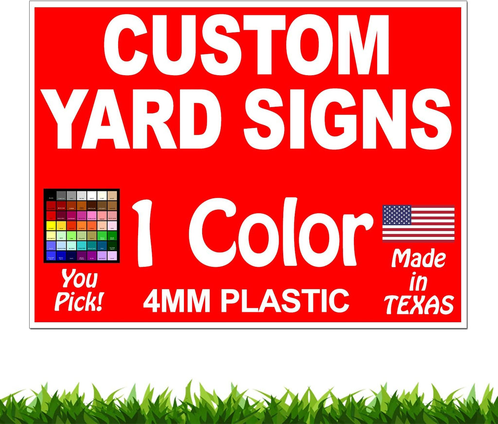 100 Pack 18 x 24" One-Color Sided Yard Signs with Metal Stakes N7516