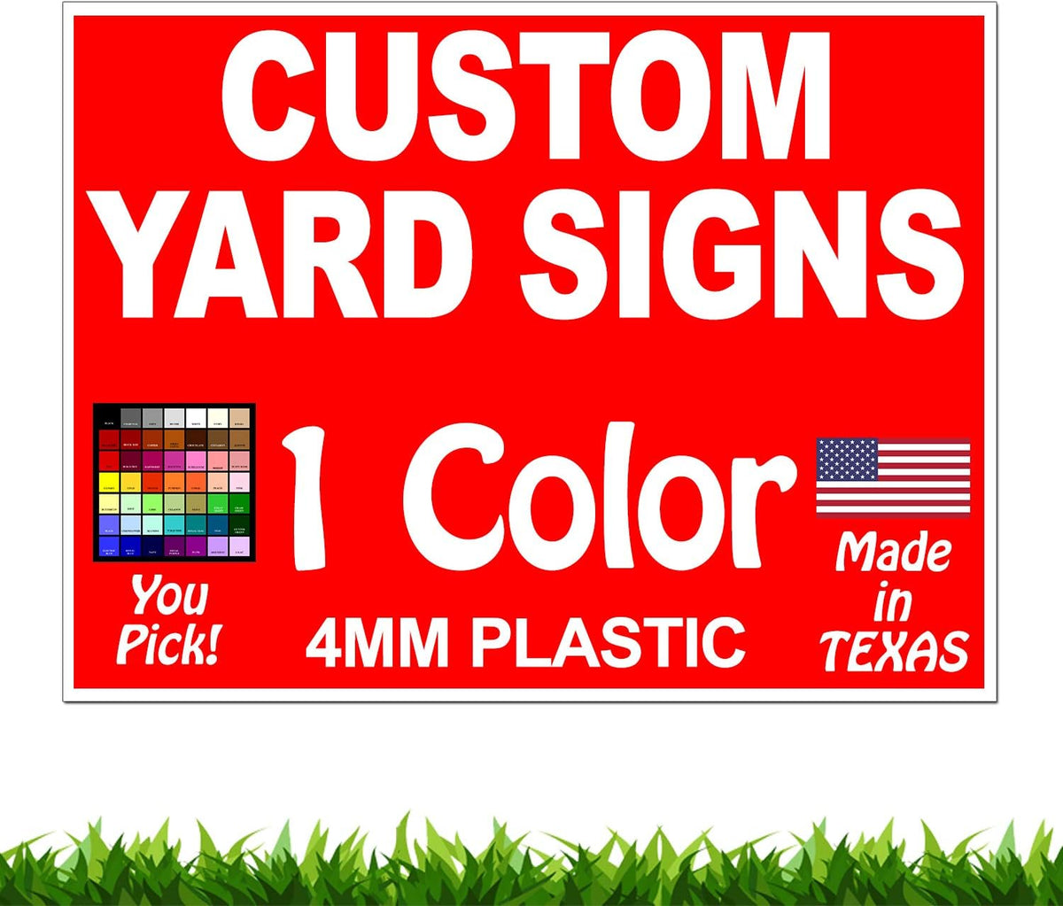 100 Pack 18 x 24" One-Color Sided Yard Signs with Metal Stakes N7516
