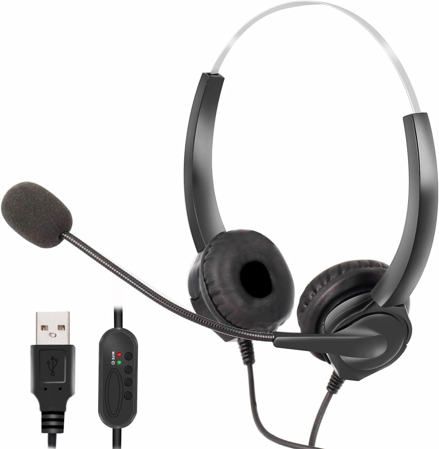 Black USB Headset with Noise Cancelling Microphone O793174