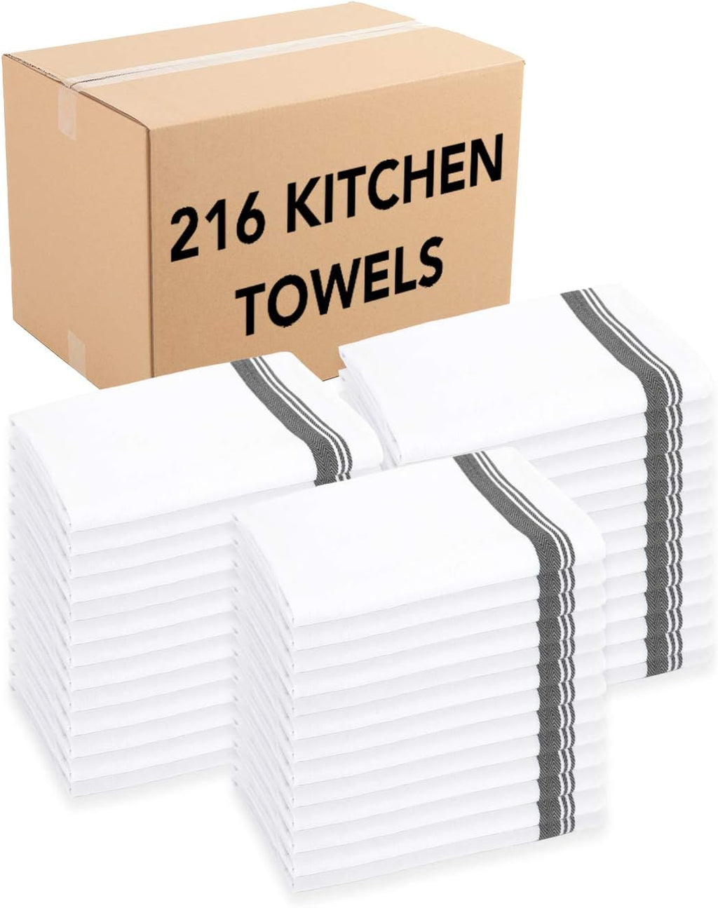 Oversized 100 Percent Cotton Kitchen Towels, Blue Stripes, 216 Bulk Case Pack C788