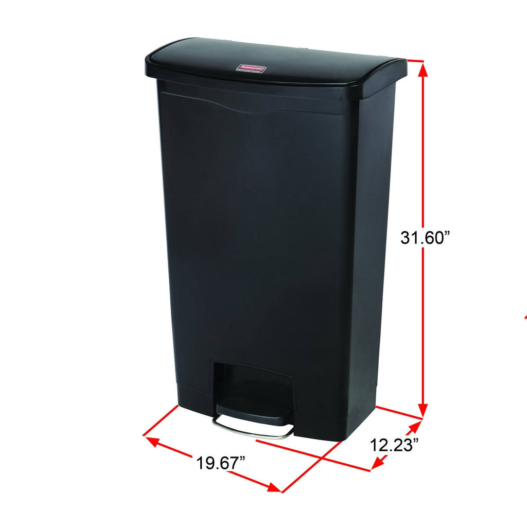 Black 18 Gal Plastic Step-On Trash Can P395