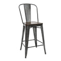 Industrial Modern 4 Pack 26x22 High Back Metal Bar Stools with Solid Ash Wood Seats M101