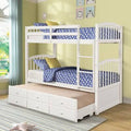 White Twin Bunk Bed with Ladder Safety Rail and Trundle Bed with 3 Drawers H605