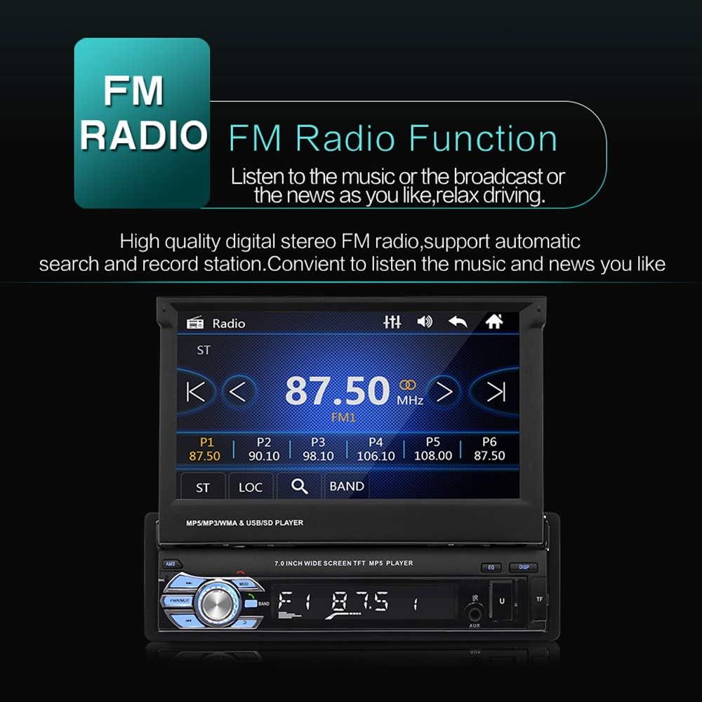 Single Din Touchscreen Car Stereo with Bluetooth FM Radio USB AUX Input T905394