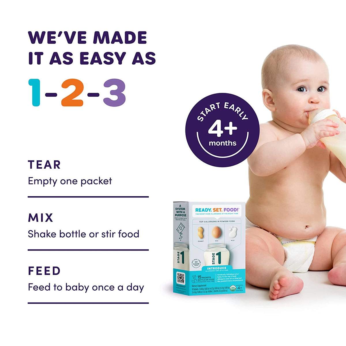 Organic Early Allergen Introduction Mix-Ins, Stage 1 15 Day, Unflavored H749661