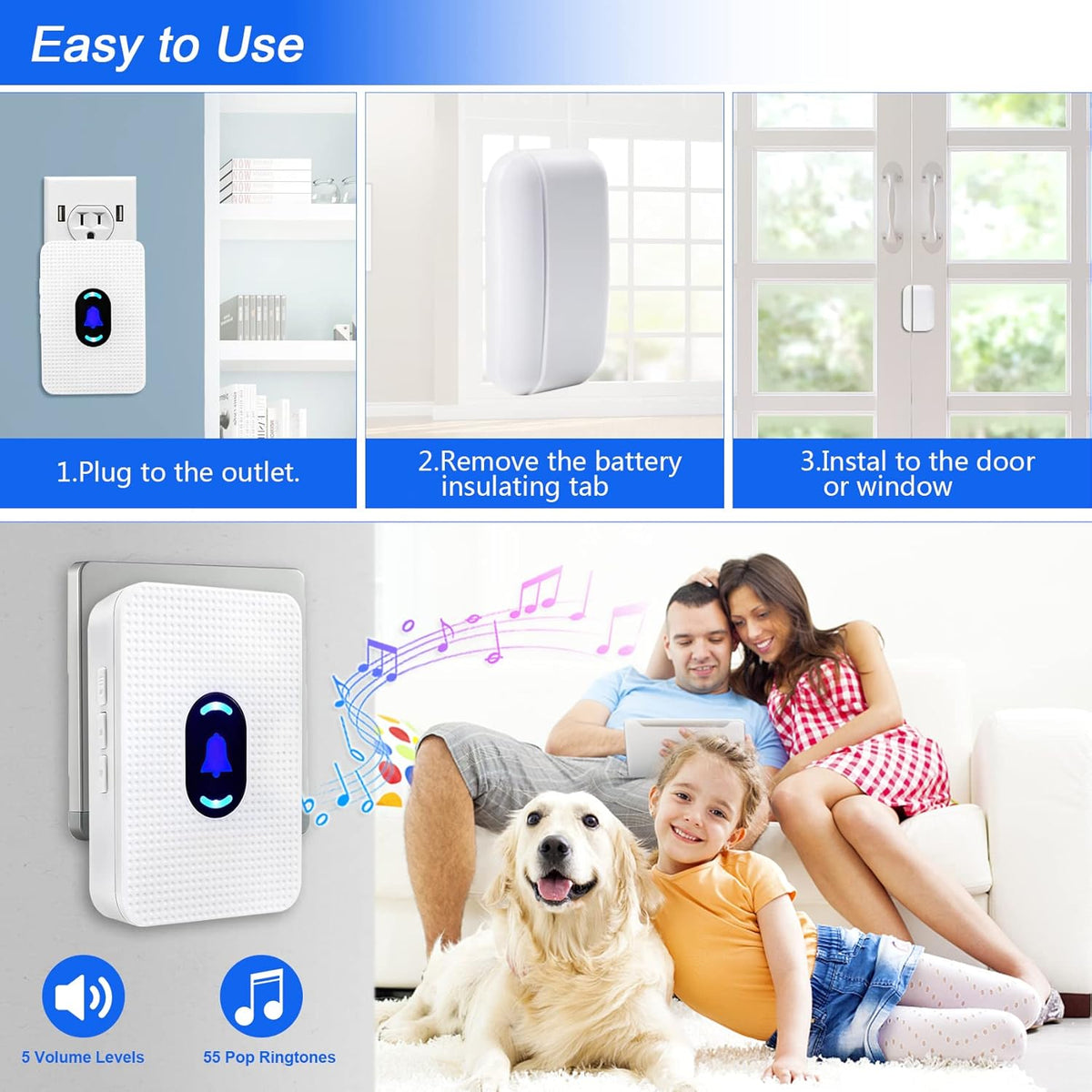 Wireless Magnetic Door Window Chime Pack of 2 S6120