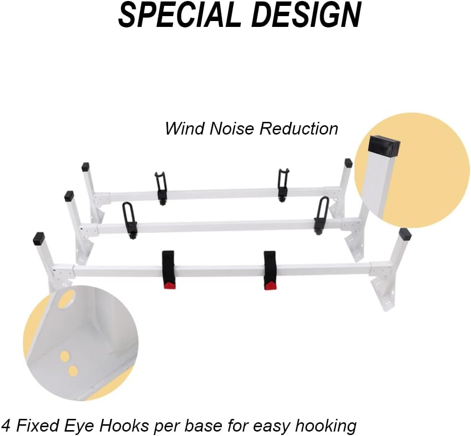 3 Bar Rain-Gutter Mount Roof Rack H280