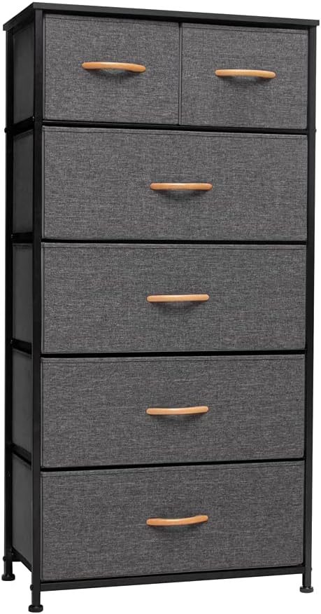 6 Drawer Brown Fabric Dresser H733