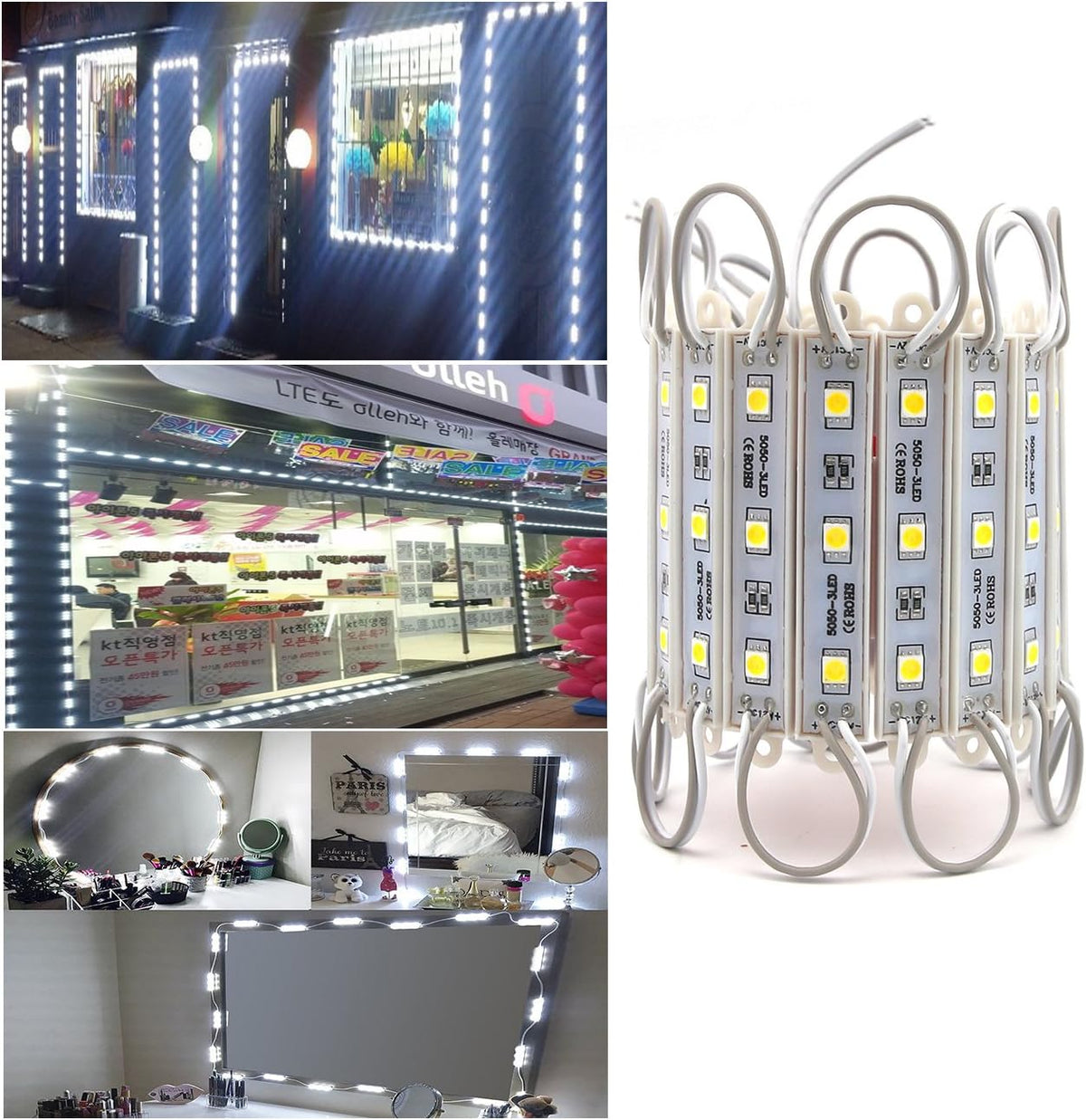 LED Storefront Lights, 80 Pieces Waterproof LED Light Module, 4 Set 5050 SMD LED Module (White Light) Pack of 2 R762