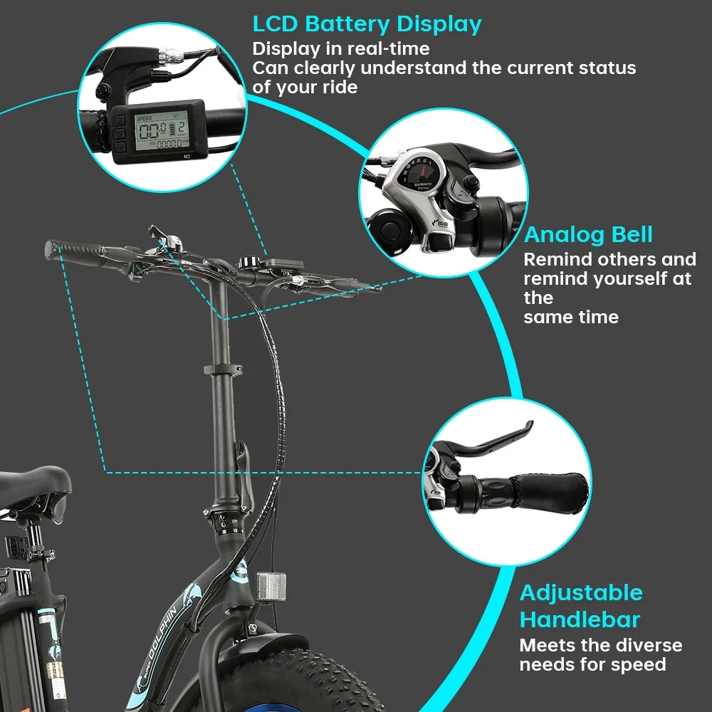 500 W 36 V 20" Electric Bicycle Fat Tire Removable Battery 7 Speed K252868