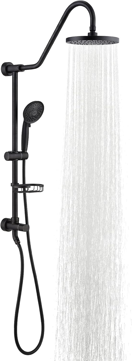 Chrome 8" Rain Shower System with Handheld and Stainless Steel Hose B571039