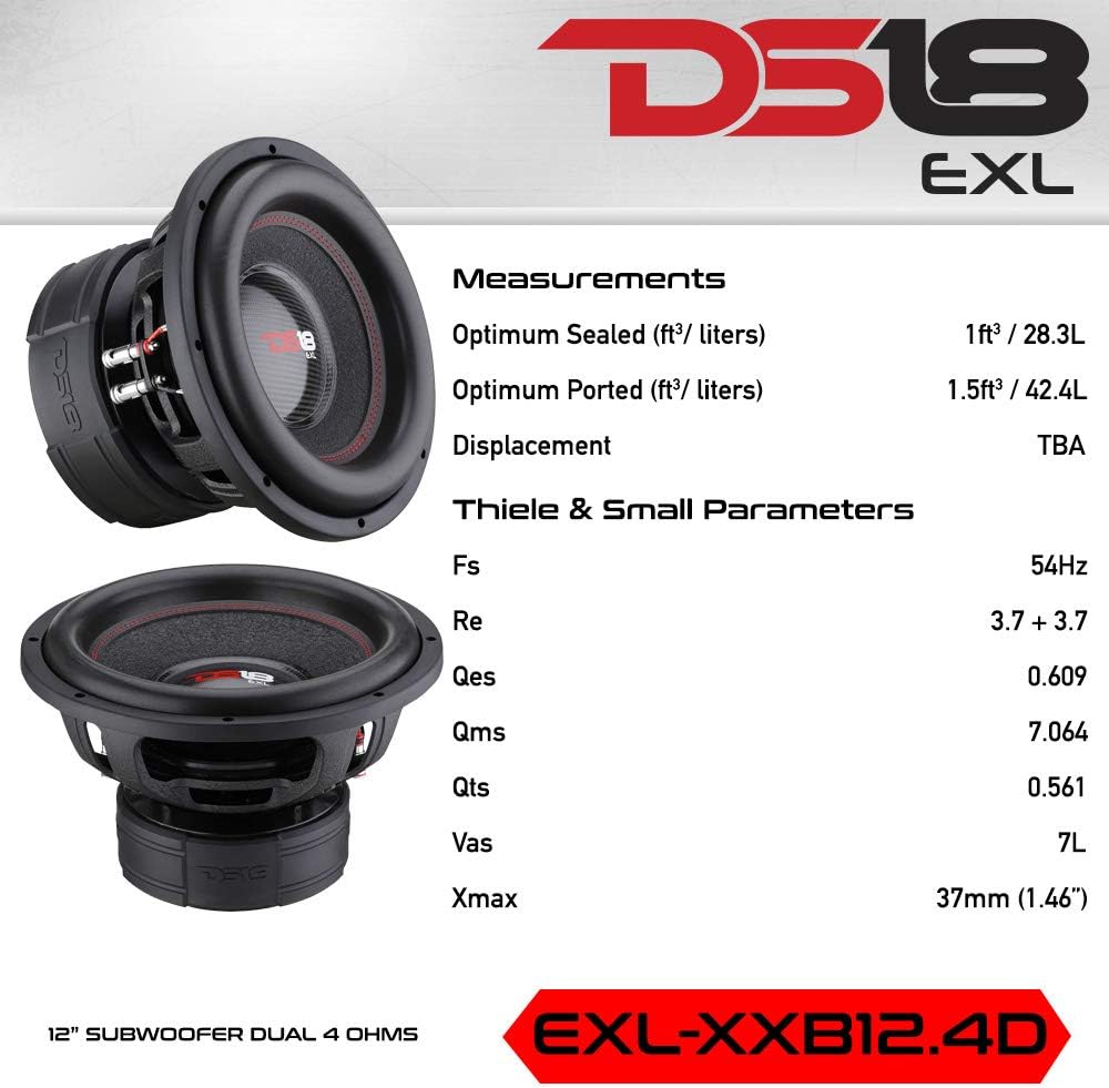 12" High Excursion Car Subwoofer 4000 Watts Dual Voice Coil 4+4 Ohms Q33287