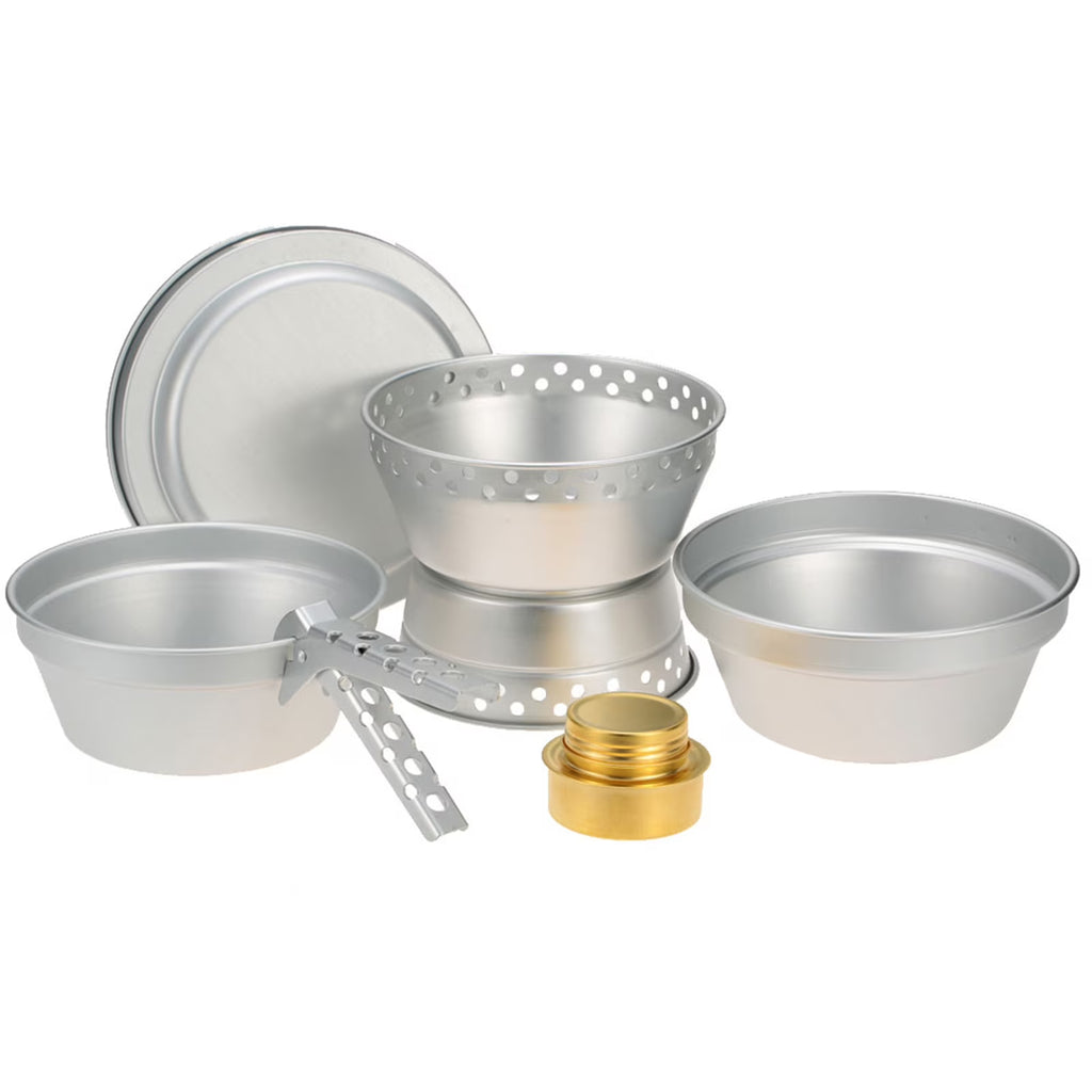 Backpacking Cooking Set with Alcohol Spirit Stove Pot Pan P952173