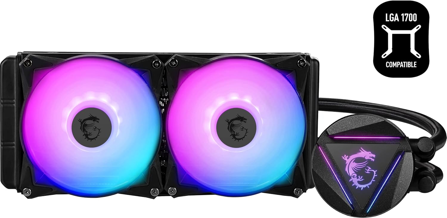 240mm Radiator CPU Liquid Cooler with Dual 120mm aRGB PWM Fans W514874