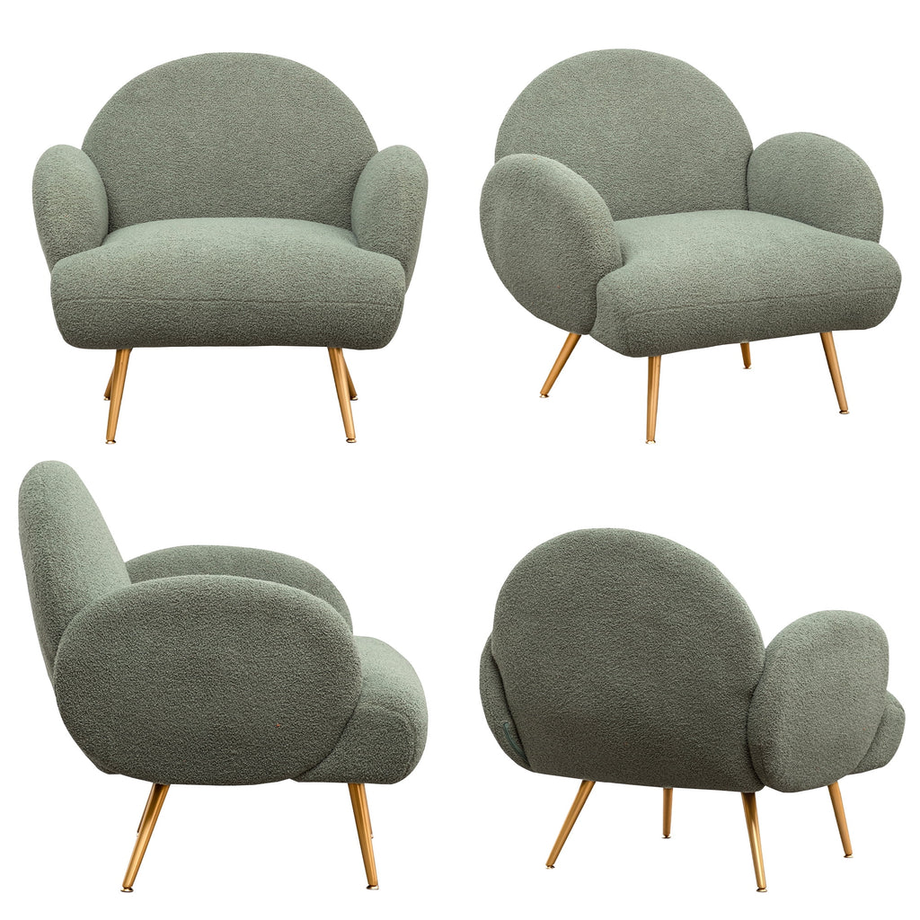 Green Upholstered Accent Chair with Metal Frame U136