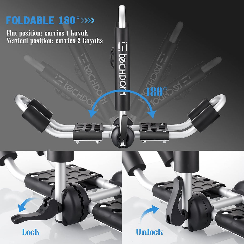 J-Style Folding Kayak Roof Rack with 2pcs Straps and Paddle Holders A5881