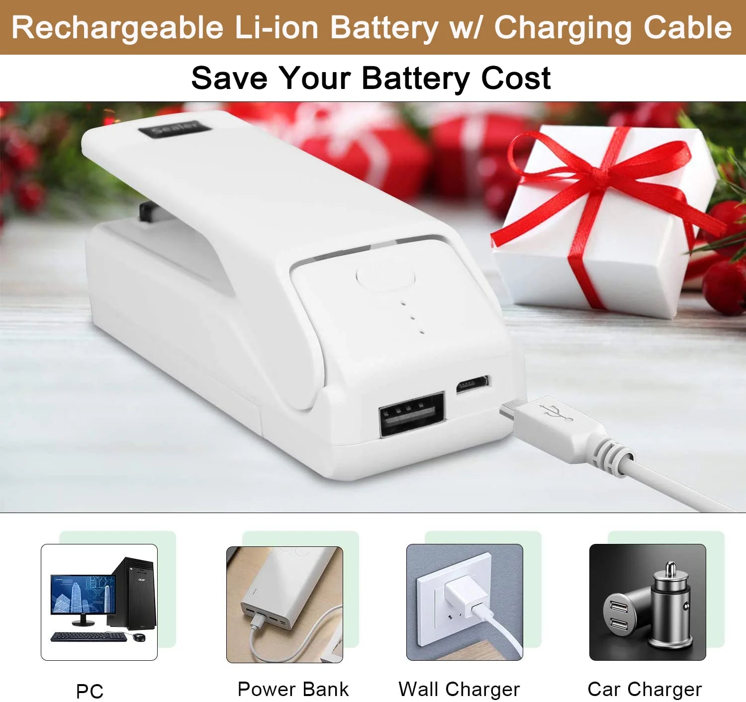 Rechargeable 4-in-1 Handheld Heat Sealer with Cutter Z587802