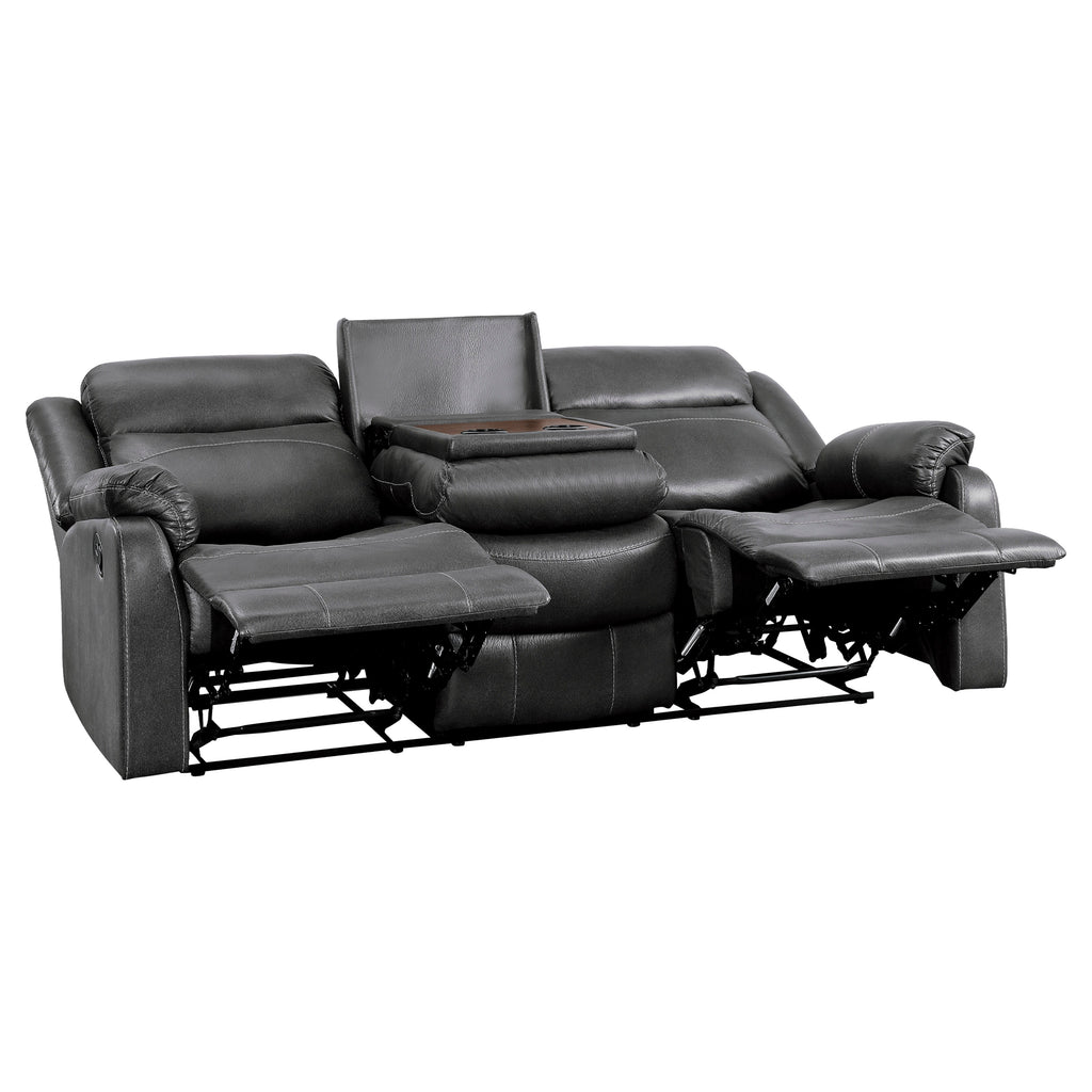 Grey Double Lay Flat Reclining Sofa with Drop-Down Table A4280