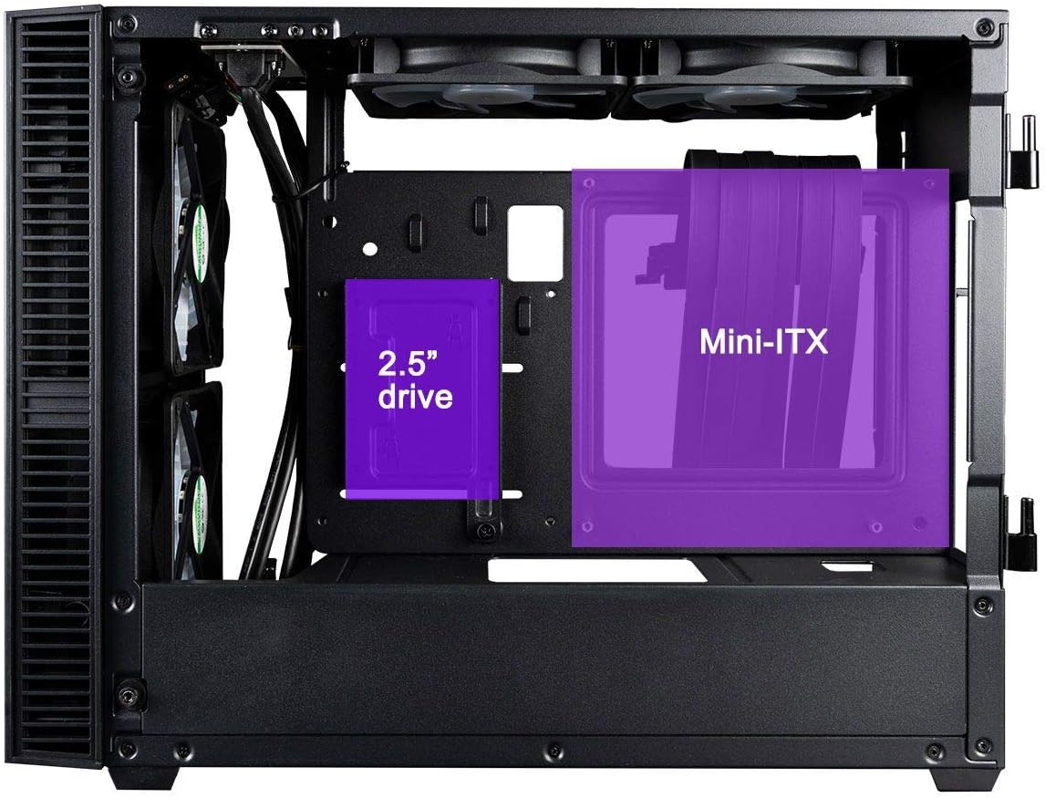 Mini ITX Desktop Case with Z390I Motherboard, Liquid CPU Cooler, and 650W Power Supply I881928