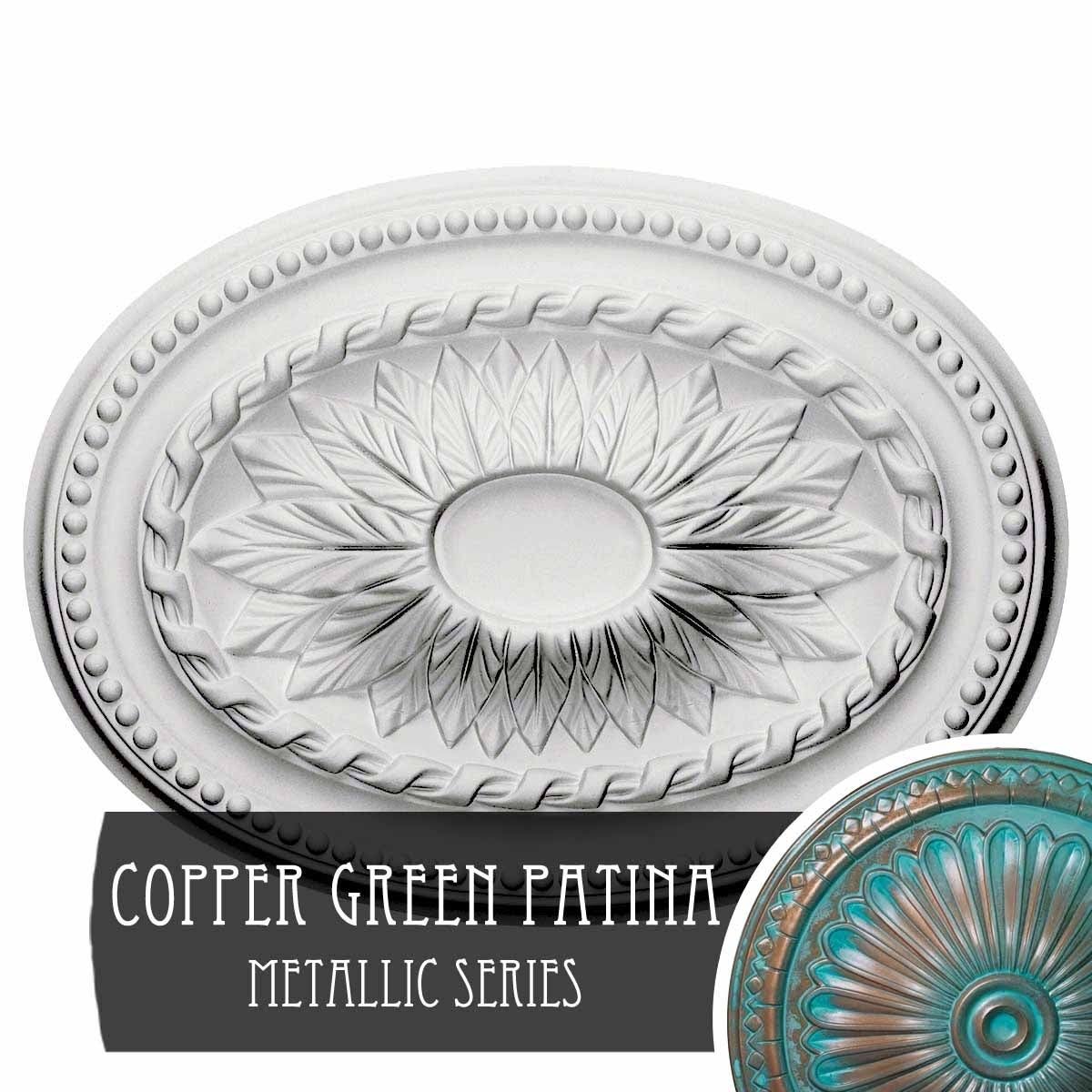 Hand-Painted Copper Green Patina Ceiling Medallion D4295