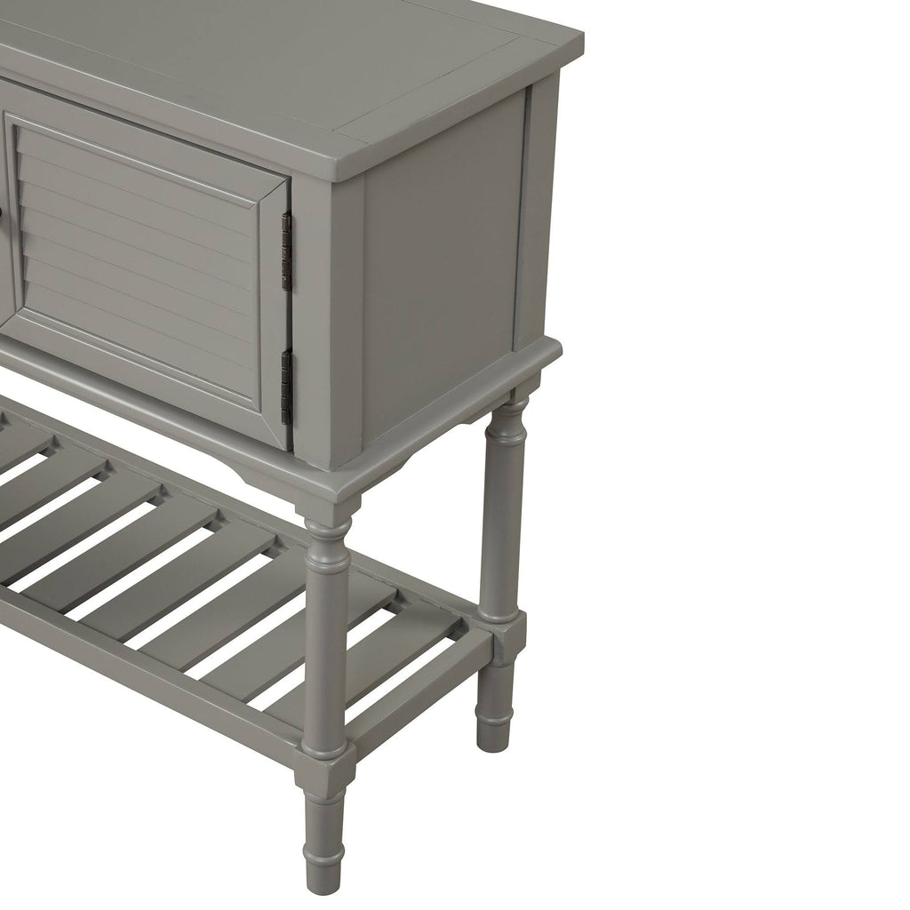 Modern Pine Console Table with 2 Drawer, 1 Cabinet, 1 Shelf, Greige S61101