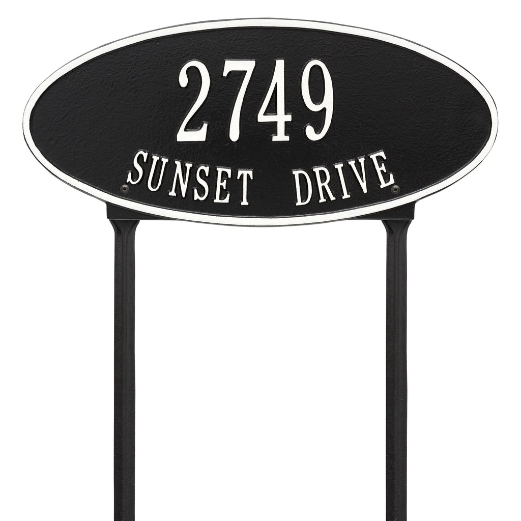 Oval Lawn Two Line Black Silver T545887