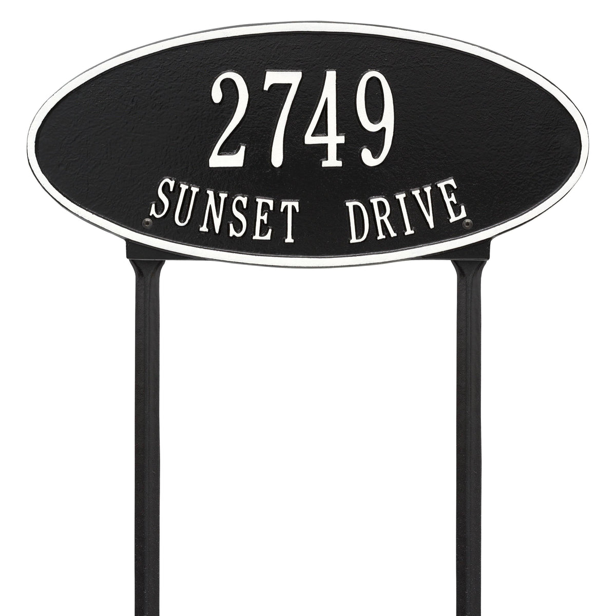 Oval Lawn Two Line Black Silver T545887