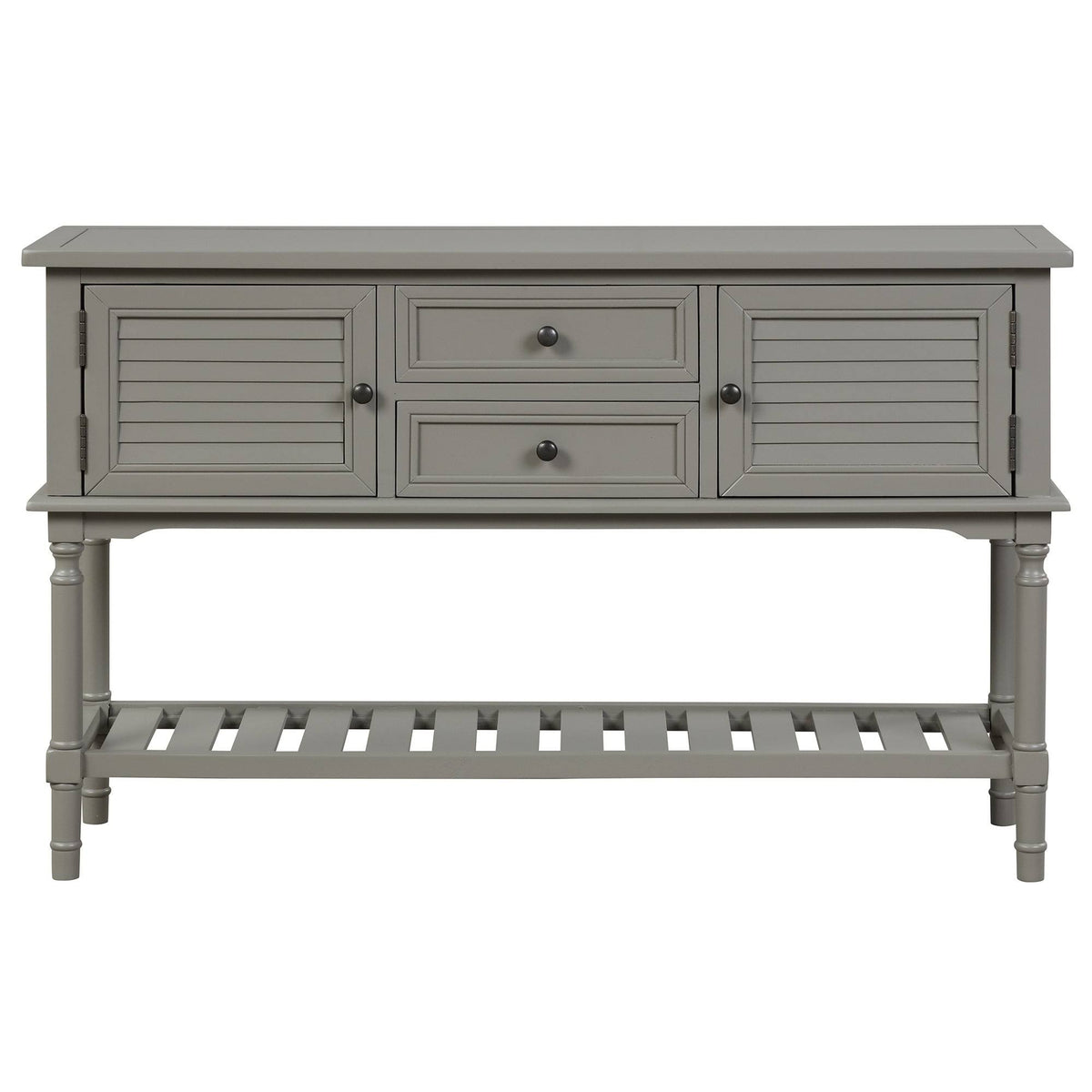 Modern Pine Console Table with 2 Drawer, 1 Cabinet, 1 Shelf, Greige S61101