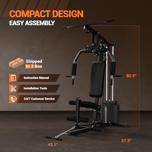 150LBS Weight Stack Home Gym Station with Pulley System Y36240