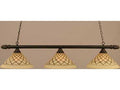 Three Light Billiard Dark Granite Finish with Chocolate Icing Glass B3927