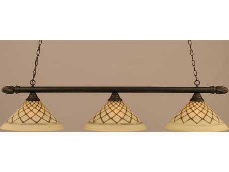 Three Light Billiard Dark Granite Finish with Chocolate Icing Glass B3927